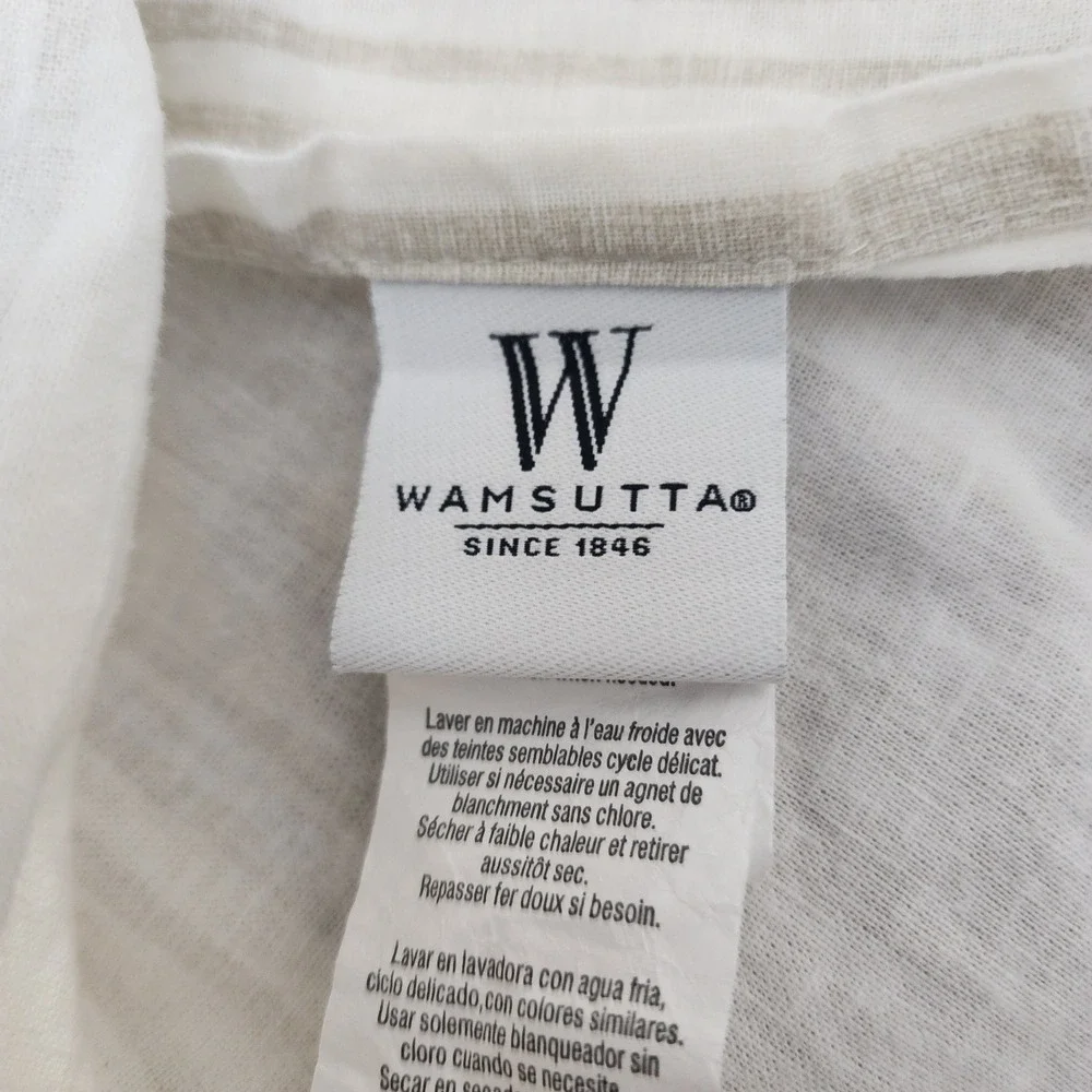 2- Wamsutta Stripe Oatmeal And Brown Stripe King Size Pillow Shams
